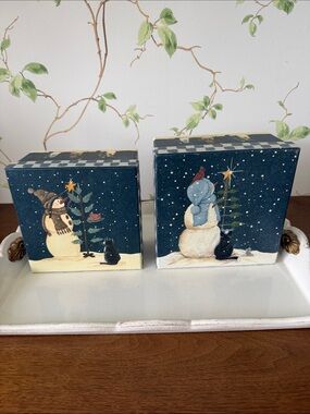 Tri-Coastal Design 2005 Cindy Sampson Holiday Snowman Nesting Box Set